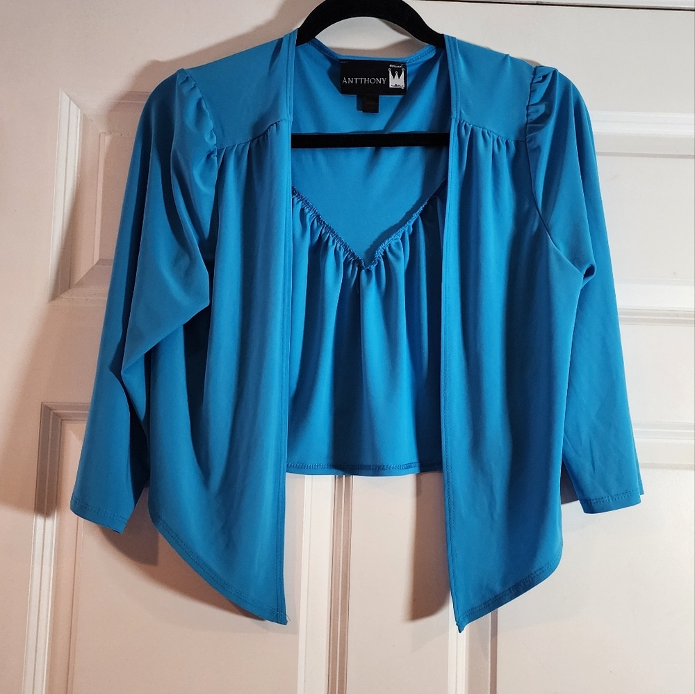 Antthony Women's Blue Stretchy Cardigan L